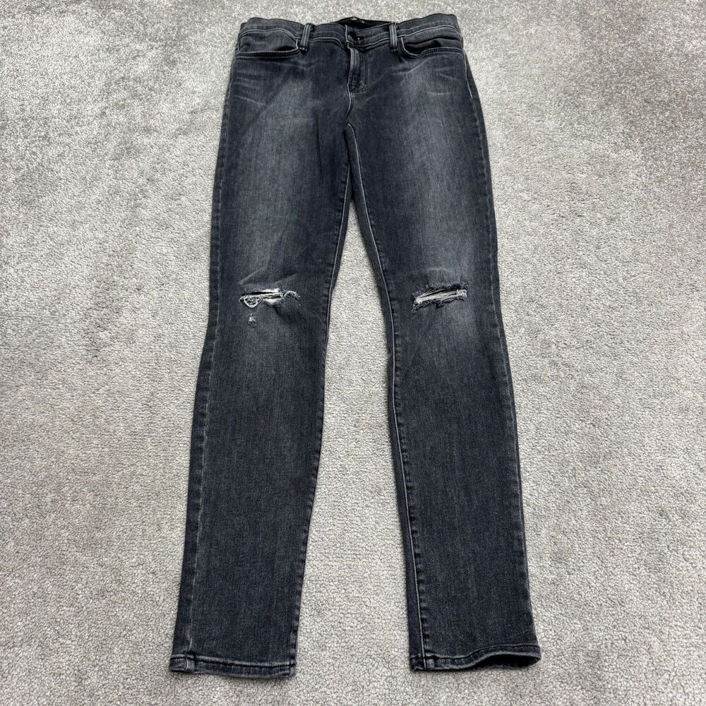 J Brand Nemesis Super Skinny Distressed Denim Jeans Women 29 Washed Black Casual